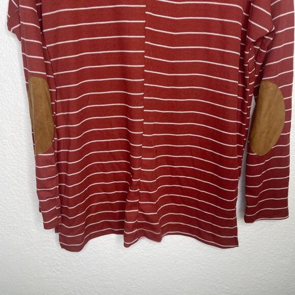 White Birch Womens Top Size M Burnt Orange Striped V-Neck Long Sleeve - Picture 15 of 16